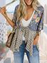 Damen Geometrisch Frühling/Herbst Aufdecken Sexy Print Leicht Strickjacke
