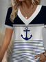 Damen Anker Kurzarm T-Shirts T-Shirt V-Ausschnitt Print Lässig Sommer T-Shirt mit Grafik Oberteile