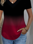 Damen Farbverlauf Kurzarm T-Shirts T-Shirt V-Ausschnitt Print Lässig Sommer T-Shirt mit Grafik Oberteile