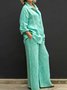 Damen Unifarben Verstellbarer Riemen Zweiteiliges Set Täglich Langarm Lässig Frühling/Herbst Bluse mit Hose Matching Set