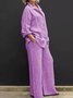 Damen Unifarben Verstellbarer Riemen Zweiteiliges Set Täglich Langarm Lässig Frühling/Herbst Bluse mit Hose Matching Set