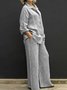Damen Unifarben Verstellbarer Riemen Zweiteiliges Set Täglich Langarm Lässig Frühling/Herbst Bluse mit Hose Matching Set