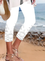Damen Geblümt Caprihosen Elastische Taille Hose Lässig Sommer Hose