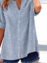 Damen Gestreift Kurzarm Bluse Sommer Print V-Ausschnitt Täglich Lässig Oberteile