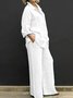 Damen Unifarben Verstellbarer Riemen Zweiteiliges Set Täglich Langarm Lässig Frühling/Herbst Bluse mit Hose Matching Set