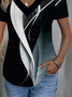 Damen Abstrakt Kurzarm T-Shirts T-Shirt V-Ausschnitt Print Lässig Sommer T-Shirt mit Grafik Oberteile