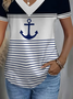 Damen Anker Kurzarm T-Shirts T-Shirt V-Ausschnitt Print Lässig Sommer T-Shirt mit Grafik Oberteile