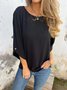 Damen Polka Dots Dreiviertelärmel T-Shirts T-Shirt Rundhals Jacquard Lässig Frühling/Herbst Oberteile