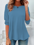Damen Unifarben Langarm T-Shirts T-Shirt Rundhals Lässig Frühling/Herbst Tunika Oberteile