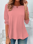 Damen Unifarben Langarm T-Shirts T-Shirt Rundhals Lässig Frühling/Herbst Tunika Oberteile