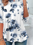 Damen Geblümt Langarm T-Shirts T-Shirt Rundhals Print Lässig Frühling/Herbst Tunika Oberteile