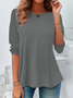 Damen Unifarben Langarm T-Shirts T-Shirt Rundhals Lässig Frühling/Herbst Tunika Oberteile