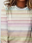Damen Gestreift Langarm T-Shirts T-Shirt Rundhals Print Lässig Frühling/Herbst T-Shirt mit Grafik Oberteile