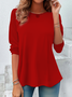 Damen Unifarben Langarm T-Shirts T-Shirt Rundhals Lässig Frühling/Herbst Tunika Oberteile