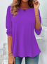 Damen Unifarben Langarm T-Shirts T-Shirt Rundhals Lässig Frühling/Herbst Tunika Oberteile