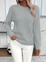 Damen Unifarben Frühling/Herbst Lässig Langarm Rundhals Baumwolle Pullover