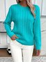 Damen Unifarben Frühling/Herbst Lässig Langarm Rundhals Baumwolle Pullover