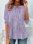 Damen Abstrakt Langarm T-Shirts T-Shirt Rundhals Print Lässig Frühling/Herbst Tunika Oberteile