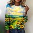 Damen Kariert Langarm T-Shirts T-Shirt Rundhals Retro Frühling/Herbst Oberteile