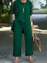 Damen Unifarben Nahtverarbeitung Matching Kostüm Pendeln Langarm Lässig Frühling/Herbst Mehrteiliges Set Matching Set