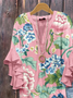 Damen Geblümt Halbarm Bluse Sommer Print V-Ausschnitt Täglich Lässig Oberteile