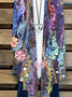 Damen Geblümt Frühling/Herbst Aufdecken Lässig Leicht Strickjacke