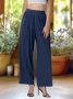Damen Unifarben Lang Elastische Taille Hose Lässig Frühling/Herbst Hose