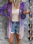 Damen Geometrisch Frühling/Herbst Aufdecken Sexy Print Leicht Strickjacke