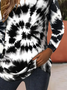 Damen Tie-Dye-Muster Langarm T-Shirts T-Shirt Rundhals Print Lässig Frühling/Herbst T-Shirt mit Grafik Oberteile