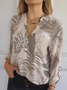Damen Unifarben Langarm T-Shirts T-Shirt V-Ausschnitt Print Lässig Frühling/Herbst Oberteile
