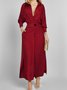 Damen Unifarben Langarm Frühling/Herbst Nahtverarbeitung Kleid V-Ausschnitt Täglich Retro Maxikleid Tanktop A-Linien-Kleid