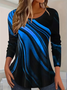 Damen Abstrakt Langarm T-Shirts T-Shirt Rundhals Print Lässig Frühling/Herbst T-Shirt mit Grafik Oberteile