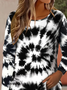 Damen Tie-Dye-Muster Langarm T-Shirts T-Shirt Rundhals Print Lässig Frühling/Herbst T-Shirt mit Grafik Oberteile