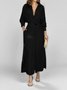 Damen Unifarben Langarm Frühling/Herbst Nahtverarbeitung Kleid V-Ausschnitt Täglich Retro Maxikleid Tanktop A-Linien-Kleid