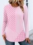 Damen Farbblock Langarm T-Shirts T-Shirt Rundhals Lässig Frühling/Herbst Oberteile