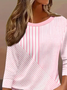 Damen Gestreift Dreiviertelärmel T-Shirts T-Shirt Rundhals Lässig Frühling/Herbst T-Shirt mit Grafik Oberteile