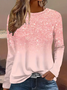 Damen Abstrakt Langarm T-Shirts T-Shirt Rundhals Print Lässig Frühling/Herbst T-Shirt mit Grafik Oberteile
