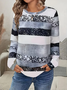 Damen Abstrakt Langarm T-Shirts T-Shirt Rundhals Print Lässig Frühling/Herbst T-Shirt mit Grafik Oberteile