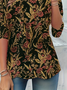 Damen Geblümt Langarm T-Shirts T-Shirt Rundhals Print Lässig Frühling/Herbst Tunika Oberteile