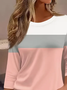 Damen Multifarben Block Dreiviertelärmel T-Shirts T-Shirt Rundhals Lässig Frühling/Herbst T-Shirt mit Grafik Oberteile