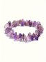 Naturstein Kies Kristall Damen Kette Armband Irregulär Klein Kies Amethyst Armband Elastisch Armband Halskette 2 Stück Set