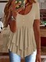 Damen Unifarben Kurzarm T-Shirts T-Shirt Rundhals Lässig Sommer Oberteile
