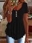 Damen Unifarben Kurzarm T-Shirts T-Shirt Rundhals Lässig Sommer Oberteile