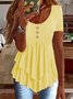 Damen Unifarben Kurzarm T-Shirts T-Shirt Rundhals Lässig Sommer Oberteile