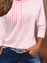 Damen Gestreift Dreiviertelärmel T-Shirts T-Shirt Rundhals Lässig Frühling/Herbst T-Shirt mit Grafik Oberteile
