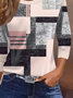 Damen Geometrisch Dreiviertelärmel T-Shirts T-Shirt Rundhals Lässig Frühling/Herbst T-Shirt mit Grafik Oberteile