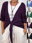 Damen Unifarben Frühling/Herbst Aufdecken Lässig Schnürung Leicht Strickjacke