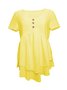 Damen Unifarben Kurzarm T-Shirts T-Shirt Rundhals Lässig Sommer Oberteile