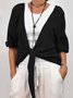 Damen Unifarben Frühling/Herbst Aufdecken Lässig Schnürung Leicht Strickjacke