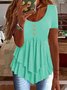 Damen Unifarben Kurzarm T-Shirts T-Shirt Rundhals Lässig Sommer Oberteile